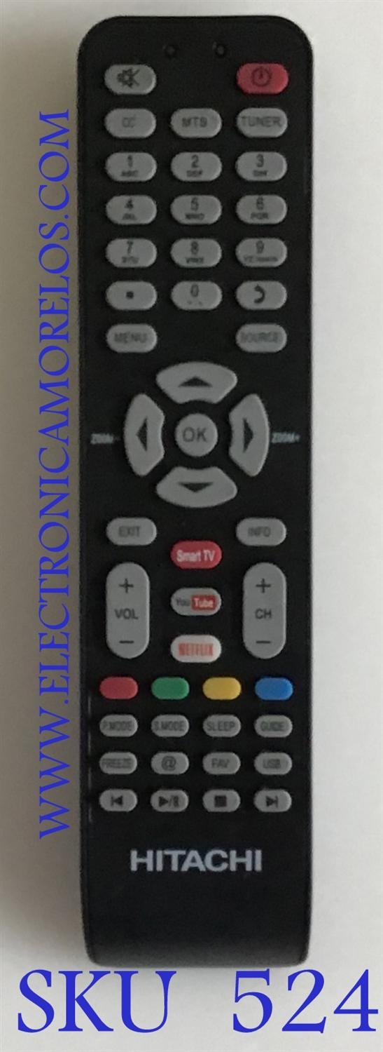 CONTROL REMOTO HITACHI SMART TV / NUMERO DE PARTE 06-IRPT49-CRC199 / X490007 / JH-11490 / MODELOS LE32M4S9 / LE48M4S9 / LE43M4S9